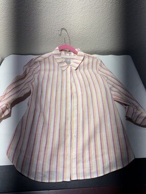Chico's Pastel Multi-Striped Button-Down Shirt